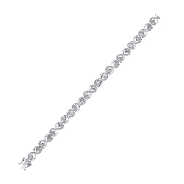 Bracelets GND GND Sterling Silver Womens Round Diamond Infinity Bracelet 14 Cttw Bracelets GND GND Sterling Silver Womens Round Diamond Infinity Bracelet 14 Cttw