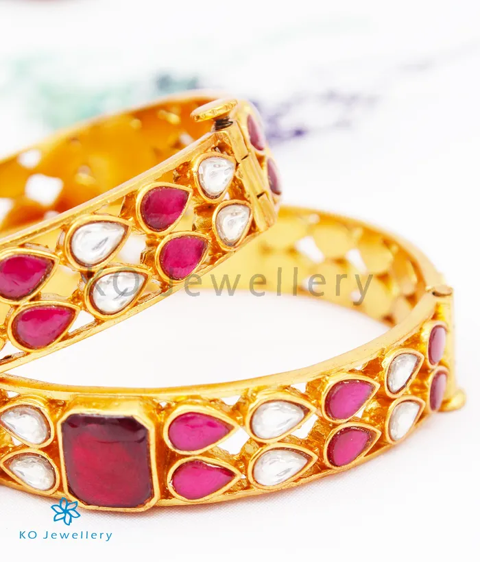 Bracelets Kundan The Ada Silver Polki Bracelet RedSize 24