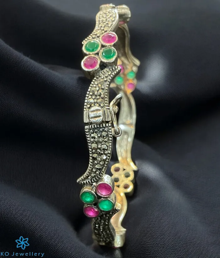 Bracelets Marcasite The Ariana Silver Marcasite Openable Bracelet Free Size