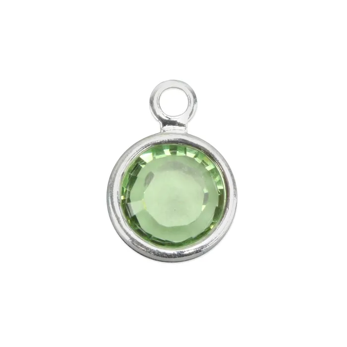 Charm Necklaces AP Crystal Channel Charm Peridot AUGUST 6mm Stone Pack of 8