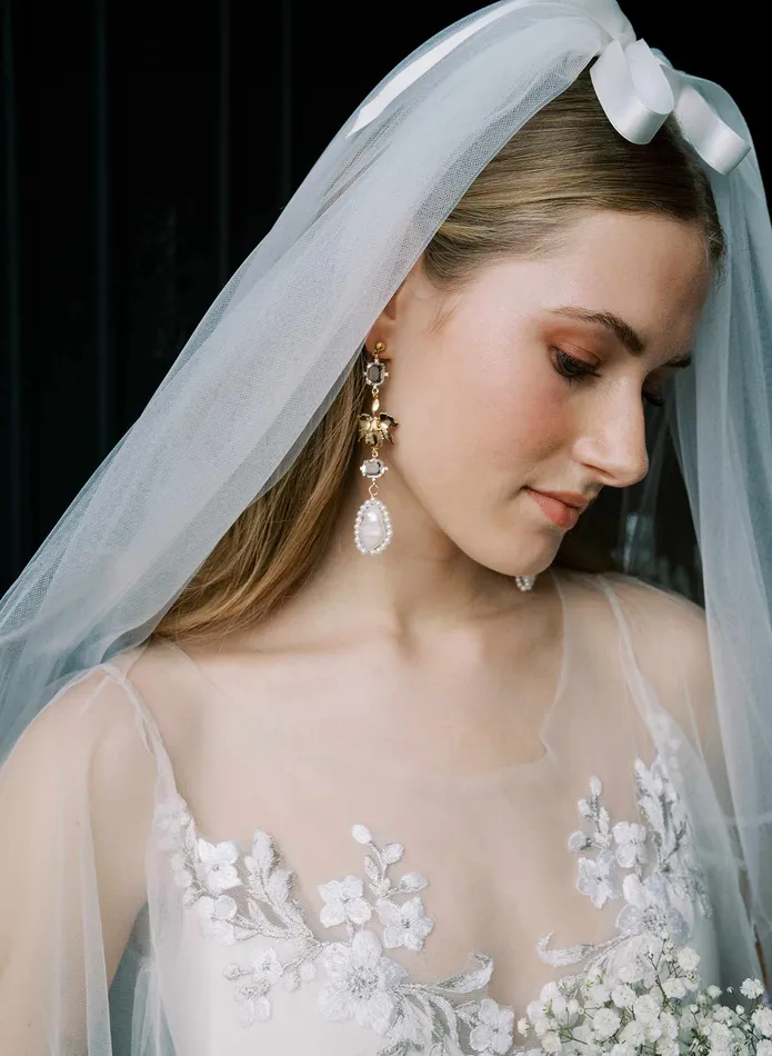 Crystal and gilded orchid bridal earrings Style 2536 twigs honey Earrings