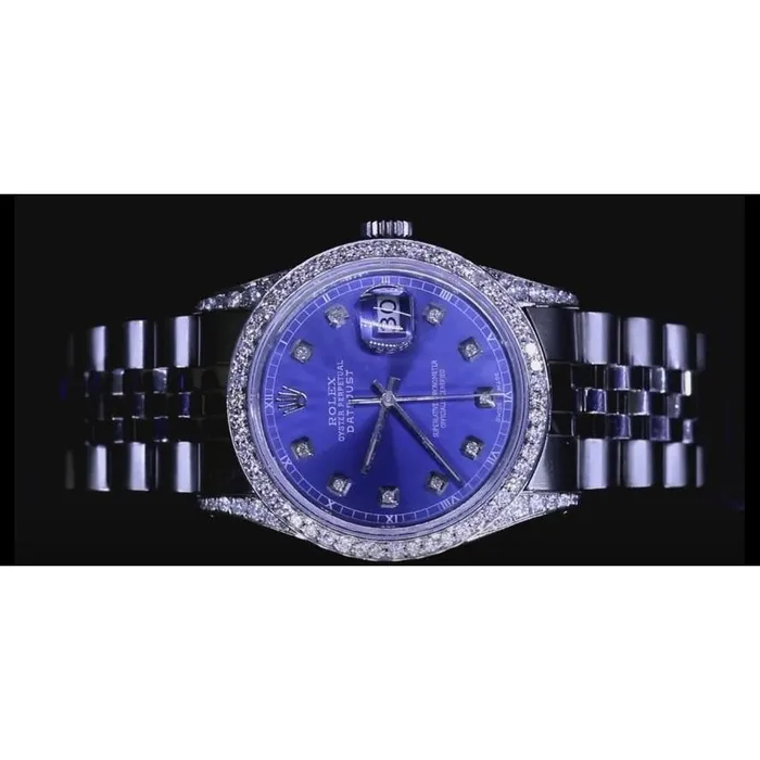 Dj Watch Custom Blue Diamond Dial Bezel Rolex Jubilee Bracelet Ss QUICK SET GB Bracelets Dj Watch Custom Blue Diamond Dial Bezel Rolex Jubilee Bracelet Ss QUICK SET GB Bracelets