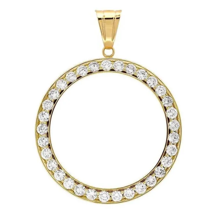 Dollar Natural Earth Mined Diamond Bezel Pendant 2 Carats Yellow Gold Coin not included HarryChadEntcom Necklaces Dollar Natural Earth Mined Diamond Bezel Pendant 2 Carats Yellow Gold Coin not included HarryChadEntcom Necklaces