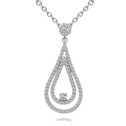 Double Teardrop Pendant Necklace 350 Ct Sparkling Round Cut Natural Earth Mined Diamond GB Necklaces Double Teardrop Pendant Necklace 350 Ct Sparkling Round Cut Natural Earth Mined Diamond GB Necklaces