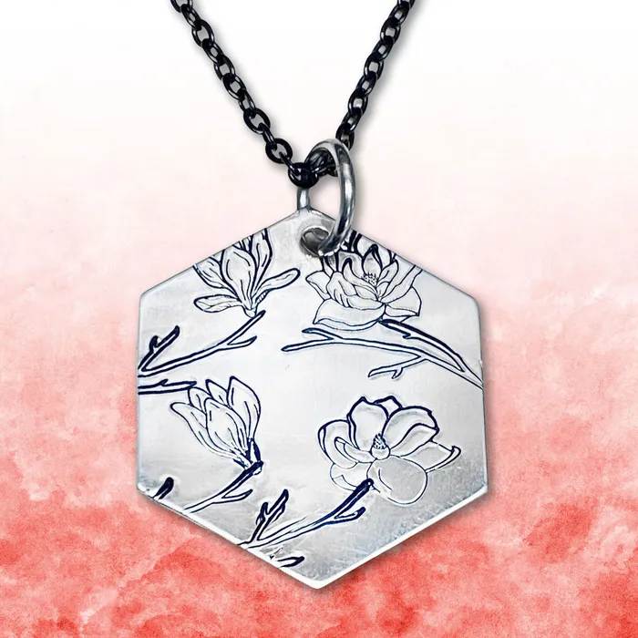 DS 12 Magnolia Open Flower 2 Metal Design Stamp 10mm Beaducation Original Rings