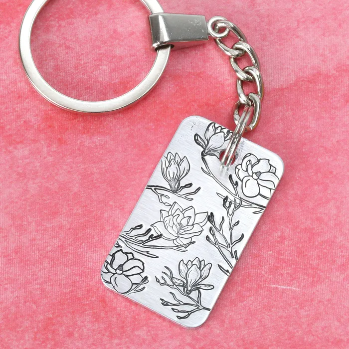 DS 12 Magnolia Open Flower 2 Metal Design Stamp 10mm Beaducation Original Rings