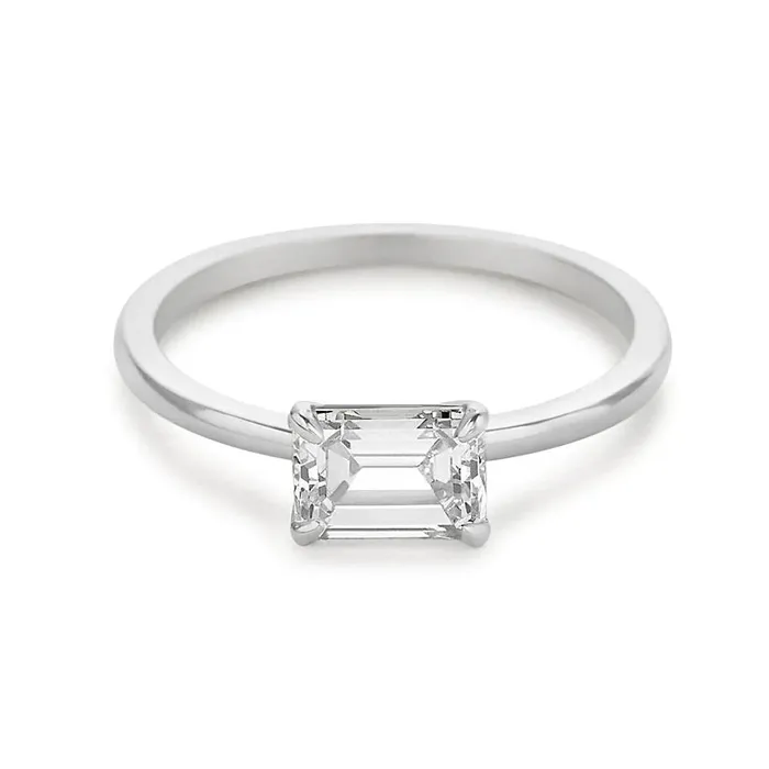 Eagle Claw Prongs Emerald Cut Solitaire Natural Earth Mined Diamond Classic Ring GB Rings Eagle Claw Prongs Emerald Cut Solitaire Natural Earth Mined Diamond Classic Ring GB Rings