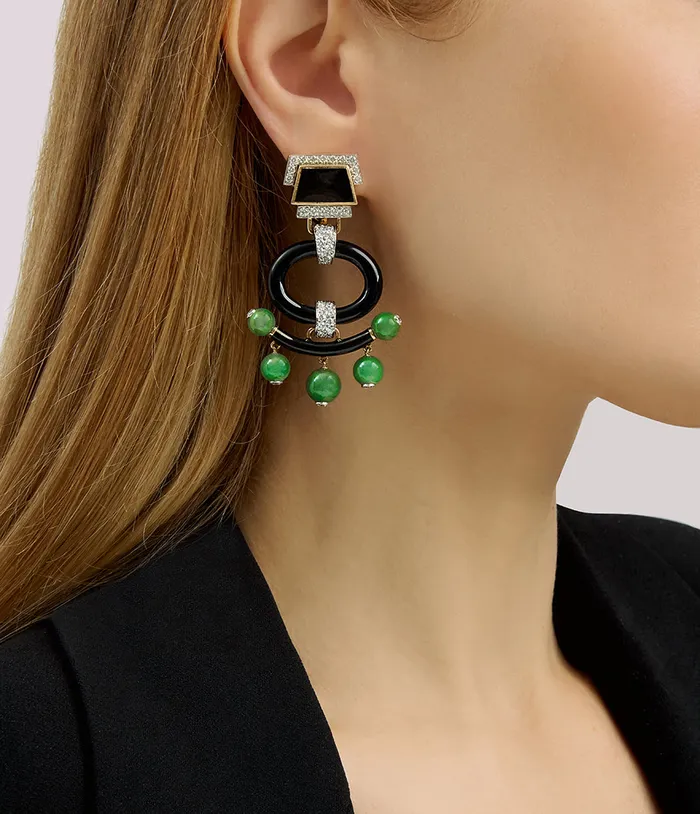 Earrings David Webb Workshop Black Onyx Pagoda Earrings Jade Beads Earrings David Webb Workshop Black Onyx Pagoda Earrings Jade Beads
