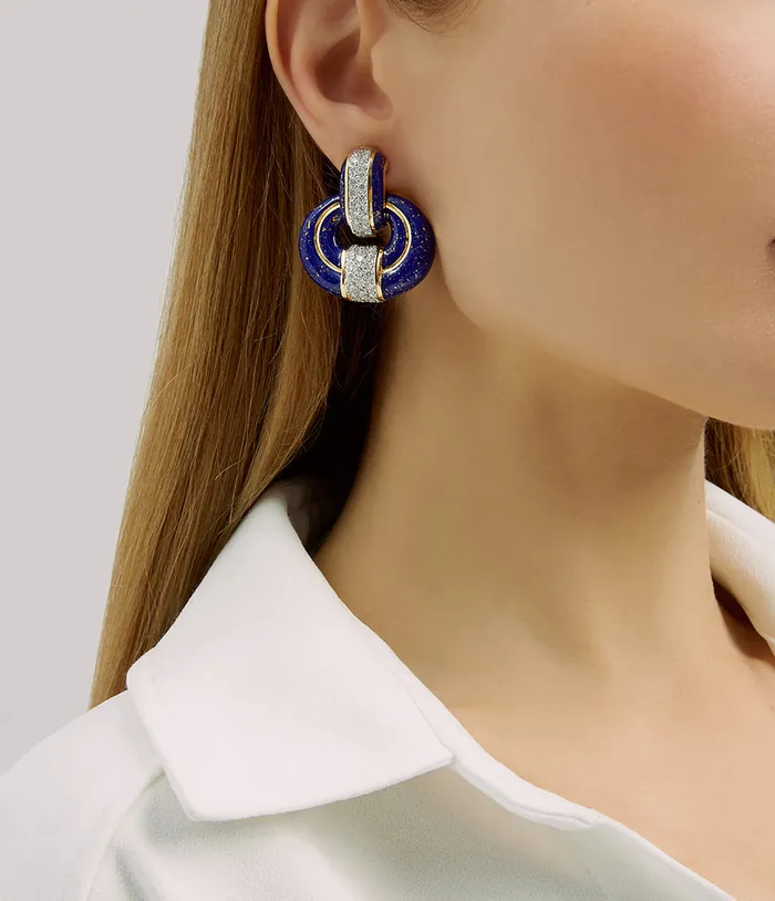 Earrings Doorknocker Earrings Blue Enamel 24K Gold Dust David Webb Earrings Doorknocker Earrings Blue Enamel 24K Gold Dust David Webb