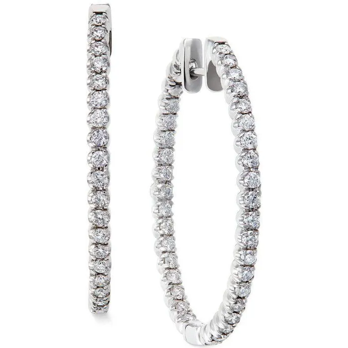 Earrings GB 6 Carats Round Cut Natural Earth Mined Diamonds Women Hoop Earrings White Gold 14K Earrings GB 6 Carats Round Cut Natural Earth Mined Diamonds Women Hoop Earrings White Gold 14K