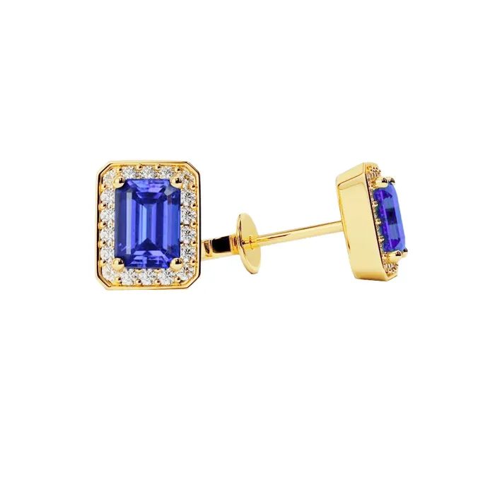 Earrings GB Ceylon Sapphire And Natural Earth Mined Diamonds 420 CtProng Set Studs Halo Earrings Earrings GB Ceylon Sapphire And Natural Earth Mined Diamonds 420 CtProng Set Studs Halo Earrings