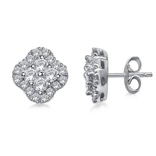 Earrings GB Halo Round Natural Earth Mined Diamond Stud Earring White Gold 14K Jewelry 325 Carats Earrings GB Halo Round Natural Earth Mined Diamond Stud Earring White Gold 14K Jewelry 325 Carats