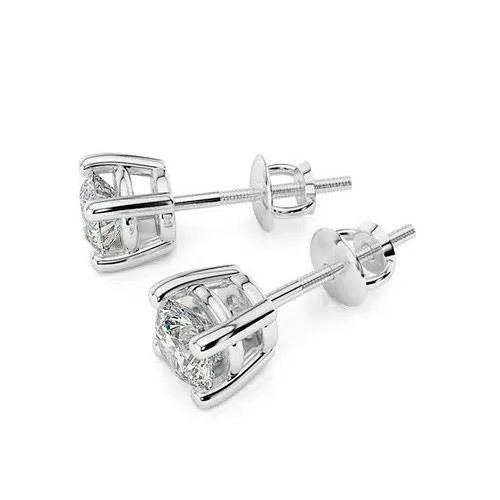 Earrings GB Round Cut 3 Carats Natural Earth Mined Diamond Studs Earring White Gold Earrings GB Round Cut 3 Carats Natural Earth Mined Diamond Studs Earring White Gold