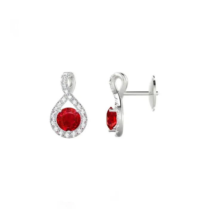 Earrings GB White Gold 14K Ruby And Natural Earth Mined Diamonds 7 Carats Women Studs Earrings Earrings GB White Gold 14K Ruby And Natural Earth Mined Diamonds 7 Carats Women Studs Earrings