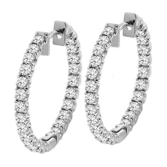 Earrings GB Women Hoop Earrings 480 Carats Round Cut Natural Earth Mined Diamonds White Gold 14K Earrings GB Women Hoop Earrings 480 Carats Round Cut Natural Earth Mined Diamonds White Gold 14K