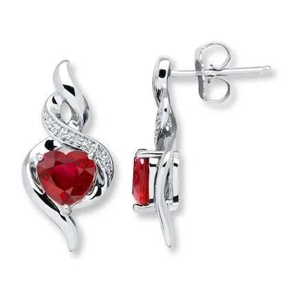 Earrings GB Women Ruby And Natural Earth Mined Diamonds Studs Earrings Gold White 14K 260 Carats Earrings GB Women Ruby And Natural Earth Mined Diamonds Studs Earrings Gold White 14K 260 Carats