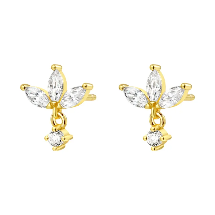 Earrings Gemstone Blossom Stud Earrings Sterling Silver Gold Hey Happiness