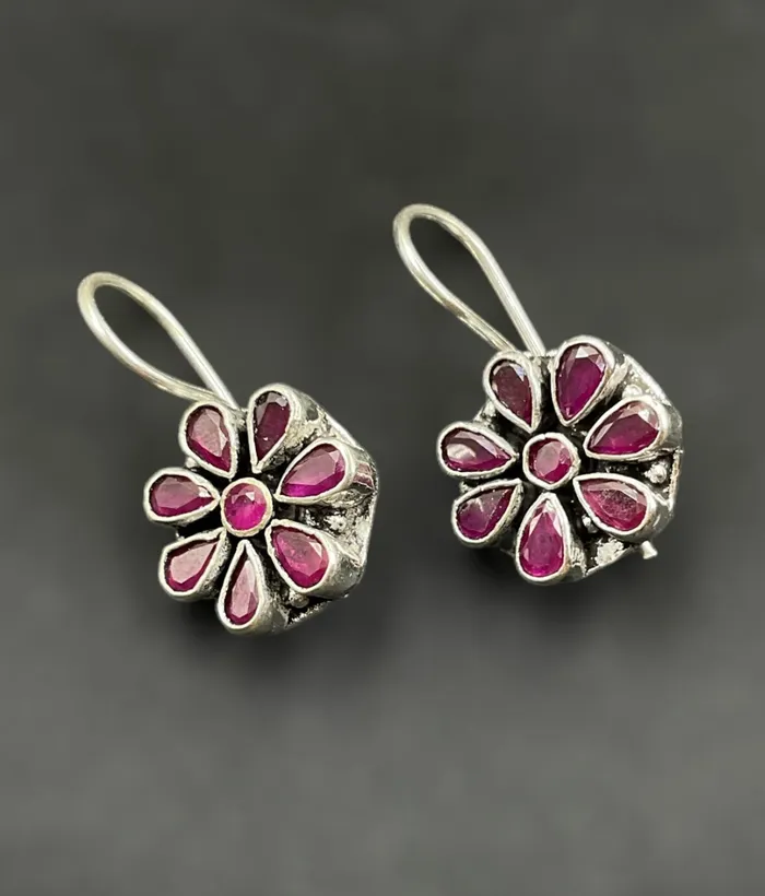 Earrings Gemstone The Aria Silver Gemstone Earrings Red