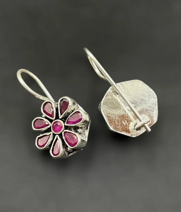 Earrings Gemstone The Aria Silver Gemstone Earrings Red