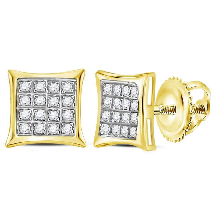 Earrings GND GND 10kt Yellow Gold Womens Round Diamond Square Kite Cluster Earrings 110 Cttw Earrings GND GND 10kt Yellow Gold Womens Round Diamond Square Kite Cluster Earrings 110 Cttw