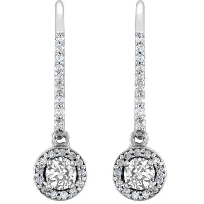 Earrings HarryChadEntcom Ladies Halo Round Old Miner Genuine Diamond Dangle Earrings 450 Carats Earrings HarryChadEntcom Ladies Halo Round Old Miner Genuine Diamond Dangle Earrings 450 Carats