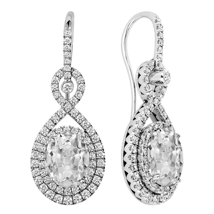 Earrings HarryChadEntcom Oval Old Miner Genuine Diamond Dangle Earrings Halo Infinity Style 750 Carats Earrings HarryChadEntcom Oval Old Miner Genuine Diamond Dangle Earrings Halo Infinity Style 750 Carats