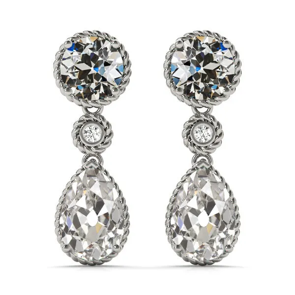 Earrings HarryChadEntcom Stud Drop Earrings 725 Ct Pear Round Old Cut Gold Earth Mined Diamond Earrings HarryChadEntcom Stud Drop Earrings 725 Ct Pear Round Old Cut Gold Earth Mined Diamond