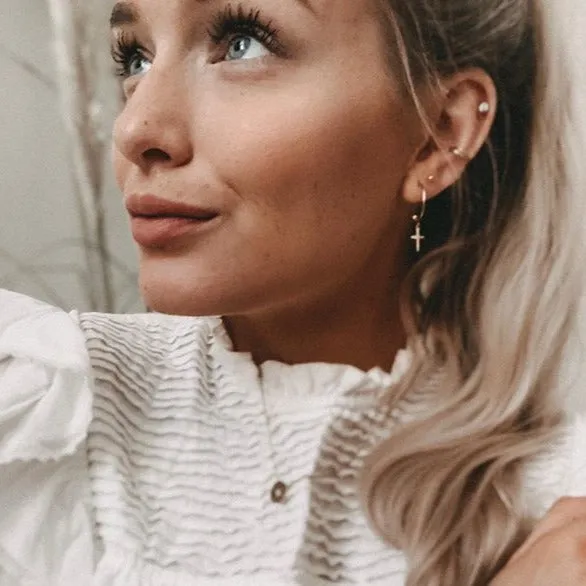 Earrings Hey Happiness Cross Hoop Earrings Gold Earrings Hey Happiness Cross Hoop Earrings Gold