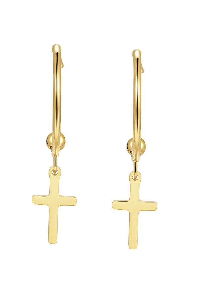 Earrings Hey Happiness Cross Hoop Earrings Gold Earrings Hey Happiness Cross Hoop Earrings Gold