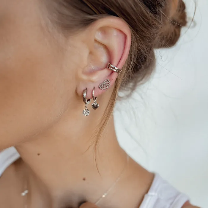 Earrings Hey Happiness Textured Circle Hoop Earrings Silver Earrings Hey Happiness Textured Circle Hoop Earrings Silver