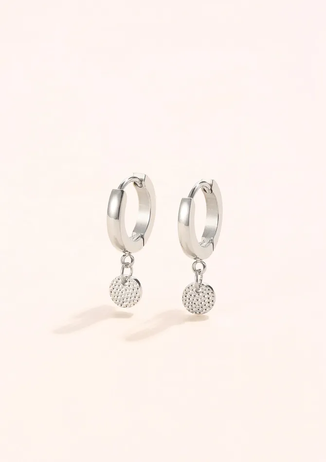 Earrings Hey Happiness Textured Circle Hoop Earrings Silver Earrings Hey Happiness Textured Circle Hoop Earrings Silver