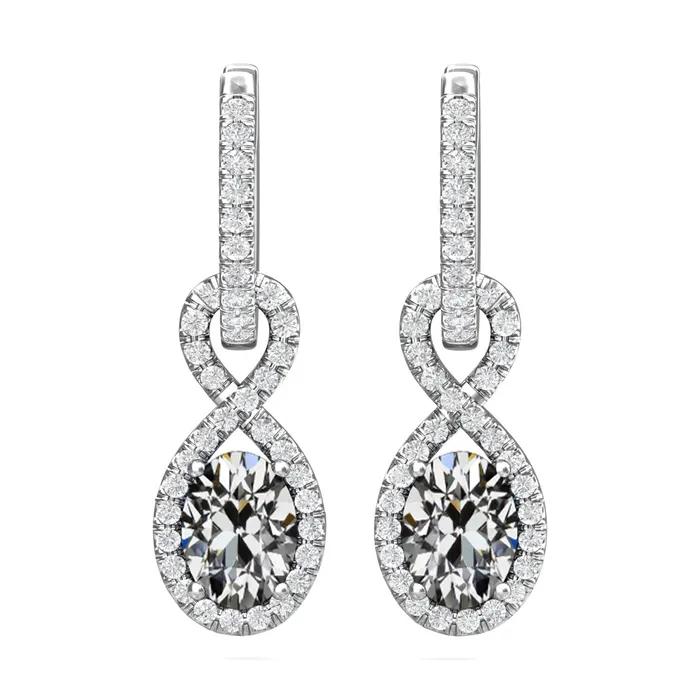 Earrings Infinity Style Dangle Earrings 850 Ct Oval Old Miner Mined Diamond HarryChadEntcom