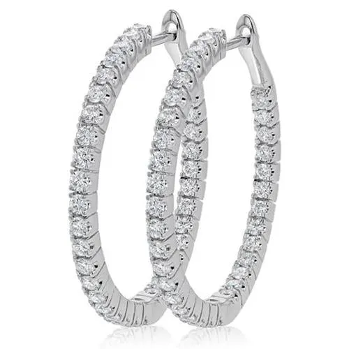 Earrings Round Brilliant Cut 490 Carats Natural Earth Mined Diamonds Lady Hoop Earrings Gold 14K GB Earrings Round Brilliant Cut 490 Carats Natural Earth Mined Diamonds Lady Hoop Earrings Gold 14K GB