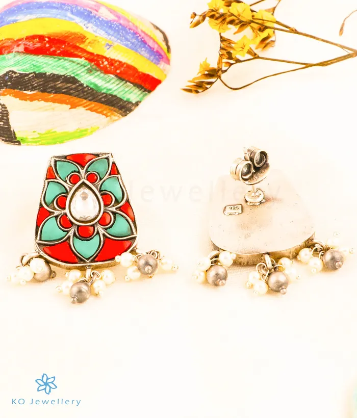Earrings The Bhadrika Silver Lakshmi Choker Necklace Earrings Kundan