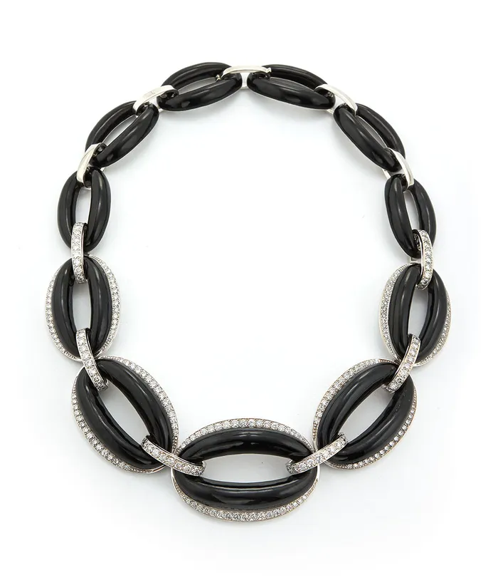 Elliptical Necklace Black Enamel David Webb Necklaces