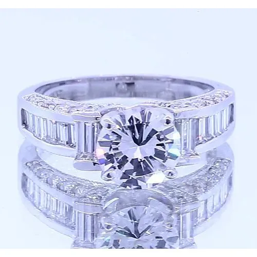 Engagement Ring Round Baguettes Natural Earth Mined Diamond 250 Carats GB Rings Engagement Ring Round Baguettes Natural Earth Mined Diamond 250 Carats GB Rings