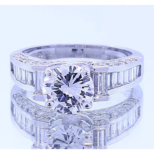 Engagement Ring Round Baguettes Natural Earth Mined Diamond 250 Carats GB Rings Engagement Ring Round Baguettes Natural Earth Mined Diamond 250 Carats GB Rings