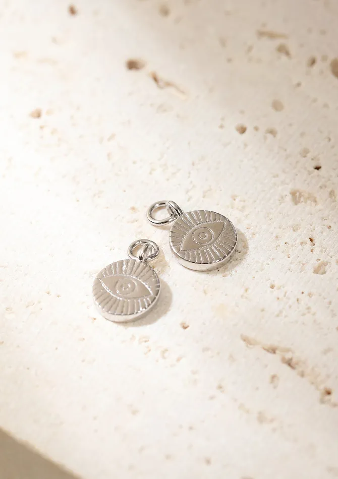 Evil Eye Charm Hoop Earrings Sterling Silver Hey Happiness Earrings