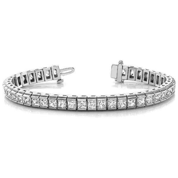 GB 1260 Carats Sparkling Princess Cut Natural Earth Mined Diamonds Tennis Bracelet WG 14K Bracelets GB 1260 Carats Sparkling Princess Cut Natural Earth Mined Diamonds Tennis Bracelet WG 14K Bracelets