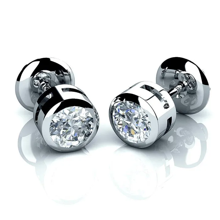 GB 2 Carats Round Cut Natural Earth Mined Diamonds Screw Back Stud Earrings White Gold Earrings GB 2 Carats Round Cut Natural Earth Mined Diamonds Screw Back Stud Earrings White Gold Earrings