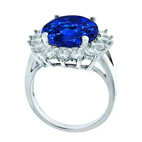 GB 525 Ct Ceylon Blue Sapphire Round Natural Earth Mined Diamond Ring 14K WG Rings GB 525 Ct Ceylon Blue Sapphire Round Natural Earth Mined Diamond Ring 14K WG Rings