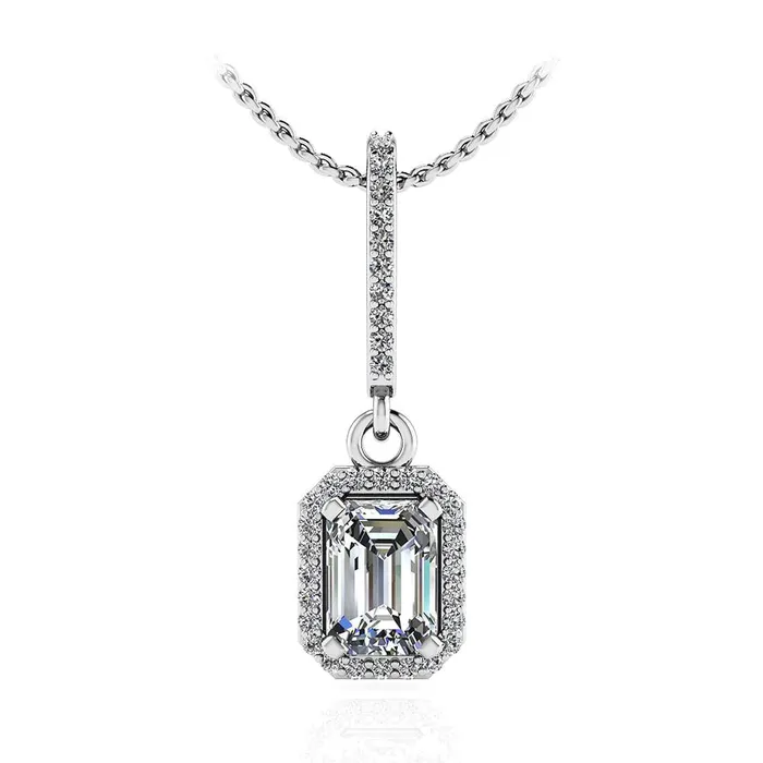 GB 7 Carat Luxury Emerald Natural Earth Mined Diamond Pendant Necklaces GB 7 Carat Luxury Emerald Natural Earth Mined Diamond Pendant Necklaces