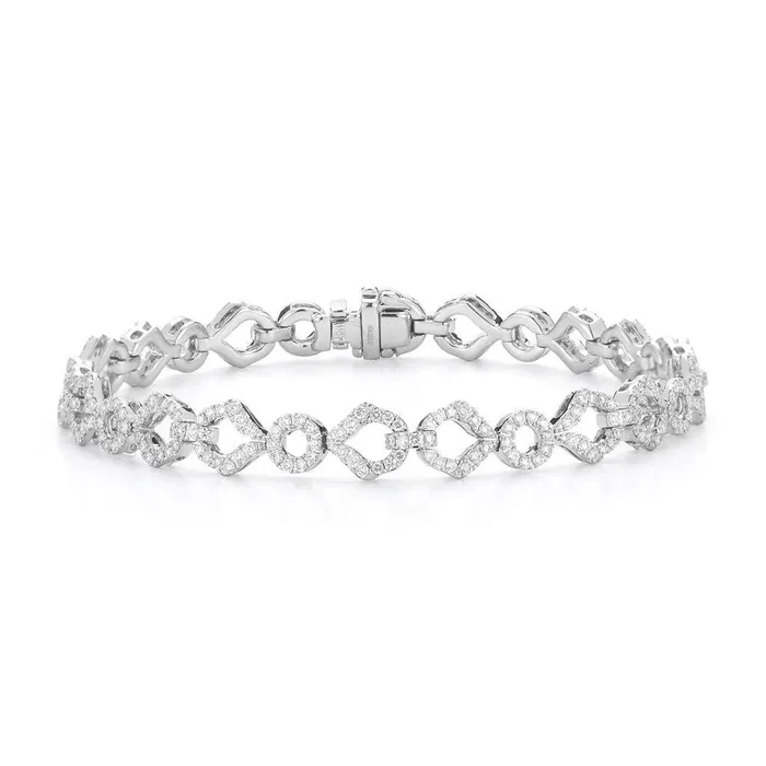 GB Bracelets 4 Carats Round Pave Setting Natural Earth Mined Diamond Open Link Bracelet Solid Gold 14K GB Bracelets 4 Carats Round Pave Setting Natural Earth Mined Diamond Open Link Bracelet Solid Gold 14K