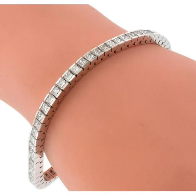 GB Bracelets 9 Carats Channel Set Princess Cut Natural Earth Mined Diamond Tennis Bracelet White GB Bracelets 9 Carats Channel Set Princess Cut Natural Earth Mined Diamond Tennis Bracelet White