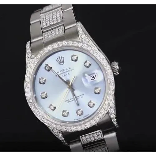 GB Bracelets Rolex Ladies Date 34 Mm Watch Oyster Bracelet Blue Dial 7 Ct GB Bracelets Rolex Ladies Date 34 Mm Watch Oyster Bracelet Blue Dial 7 Ct
