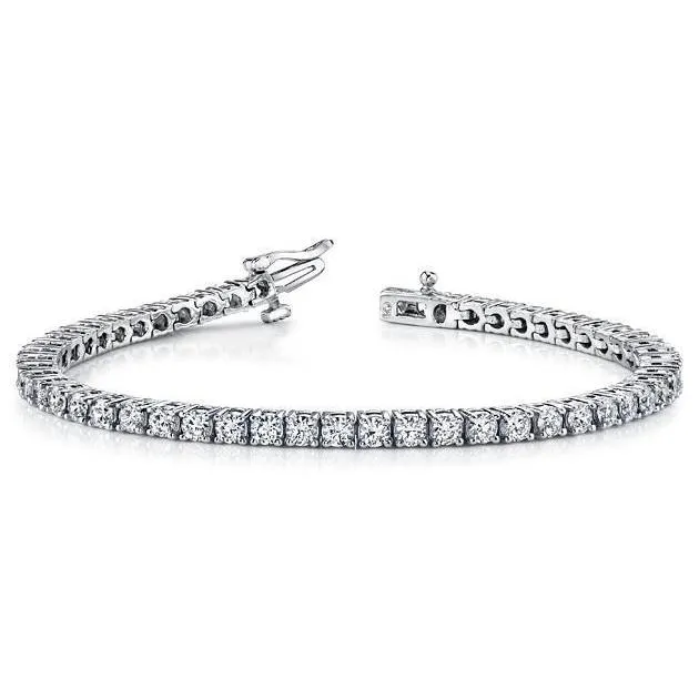 GB Bracelets Round Brilliant Cut Natural Earth Mined Diamond Tennis Bracelet 740 Carat White Gold 14K