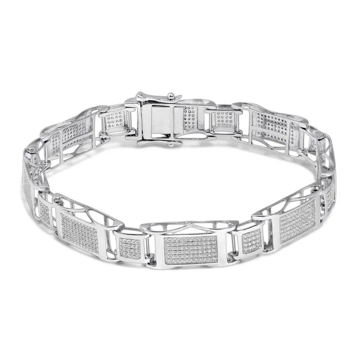 GB Bracelets Small Brilliant Cut 890 Carats Natural Earth Mined Diamonds Mens Bracelet 14K White Gold GB Bracelets Small Brilliant Cut 890 Carats Natural Earth Mined Diamonds Mens Bracelet 14K White Gold
