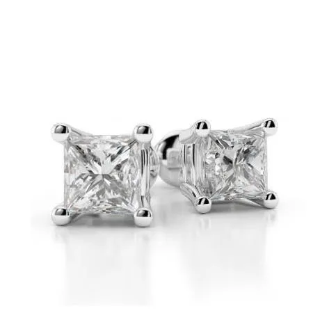 GB Earrings 090 Carats Princess Cut Natural Earth Mined Diamond Stud Earring 14K White Gold GB Earrings 090 Carats Princess Cut Natural Earth Mined Diamond Stud Earring 14K White Gold