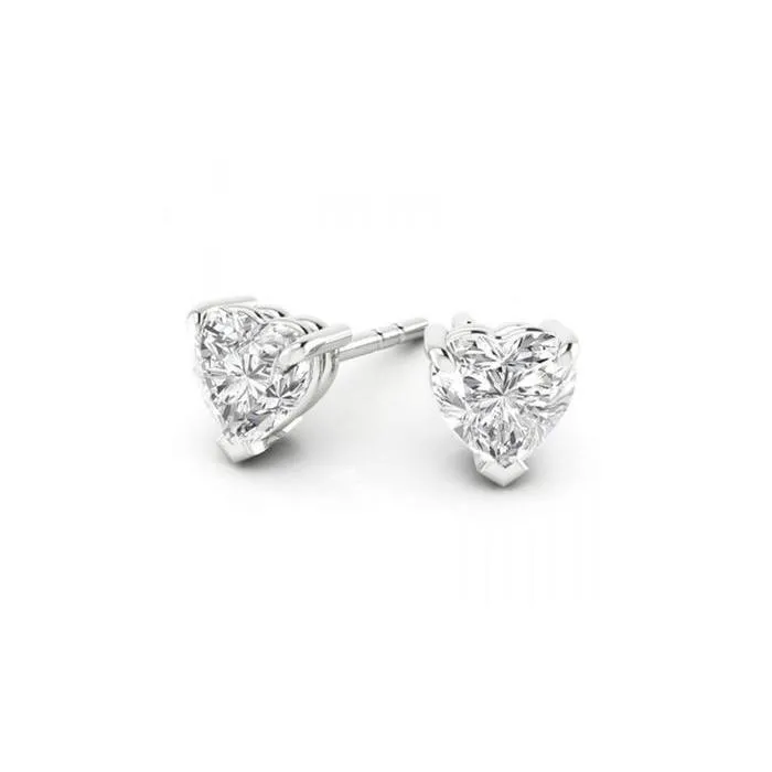 GB Earrings 1 Carat Heart Cut Natural Earth Mined Diamond Stud Earring 14K White Gold GB Earrings 1 Carat Heart Cut Natural Earth Mined Diamond Stud Earring 14K White Gold