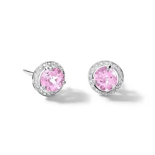 GB Earrings 11 Carats Kunzite Natural Earth Mined Diamond Halo Lady Stud Earrings White Gold 14K GB Earrings 11 Carats Kunzite Natural Earth Mined Diamond Halo Lady Stud Earrings White Gold 14K
